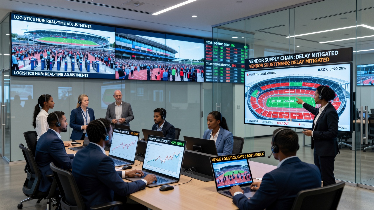 Live markt dashboard met logistieke updates tijdens een multisport evenement